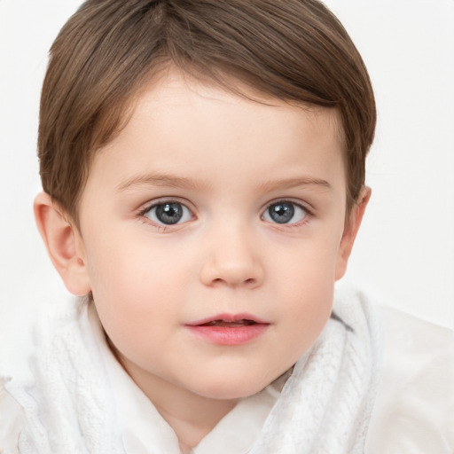 Neutral white child female with short  brown hair and brown eyes