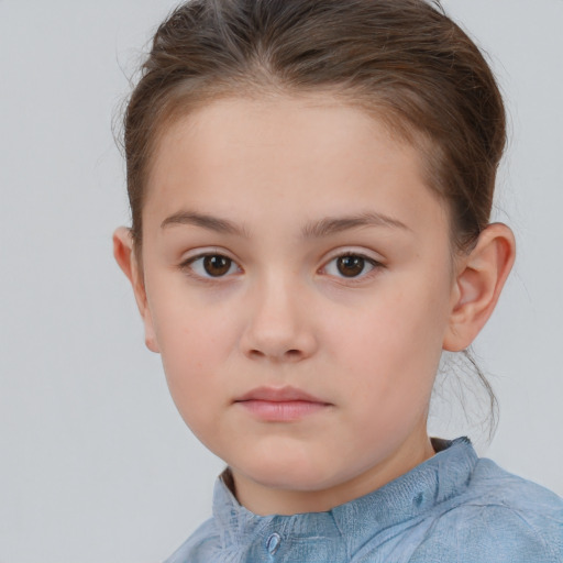 Neutral white child female with short  brown hair and brown eyes