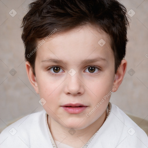 Neutral white child female with short  brown hair and brown eyes