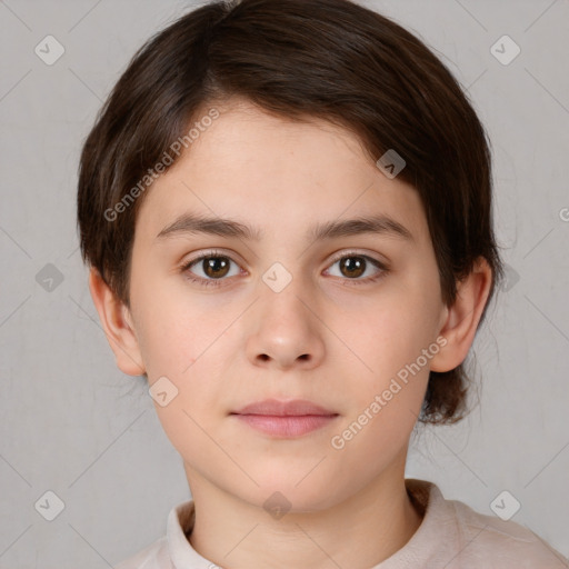 Neutral white child female with medium  brown hair and brown eyes