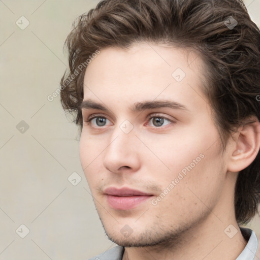 Neutral white young-adult male with medium  brown hair and brown eyes