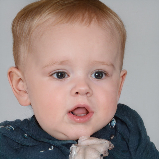 Neutral white child female with short  brown hair and blue eyes