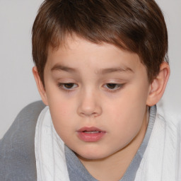 Neutral white child male with short  brown hair and brown eyes