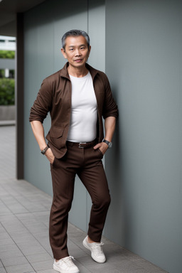 Singaporean middle-aged male with  brown hair