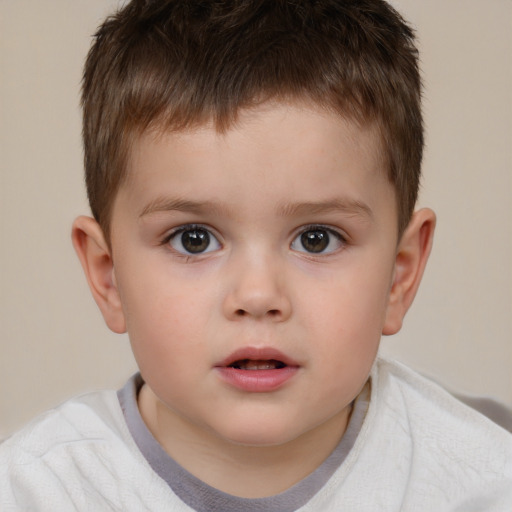 Neutral white child male with short  brown hair and brown eyes