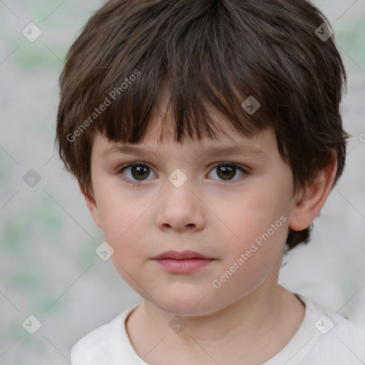 Neutral white child female with short  brown hair and brown eyes