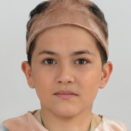 Neutral white child female with short  brown hair and brown eyes