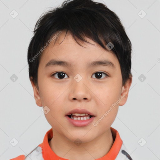 Neutral white child male with short  brown hair and brown eyes