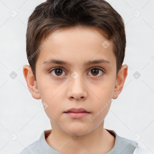 Neutral white child male with short  brown hair and brown eyes