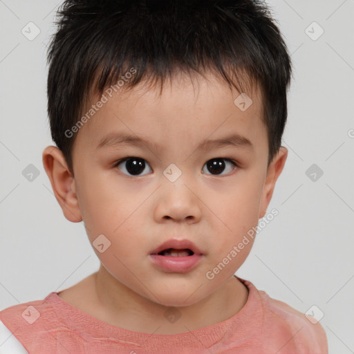 Neutral white child male with short  brown hair and brown eyes