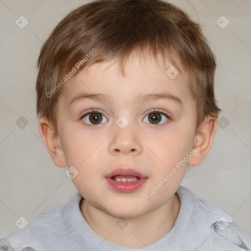 Neutral white child male with short  brown hair and brown eyes