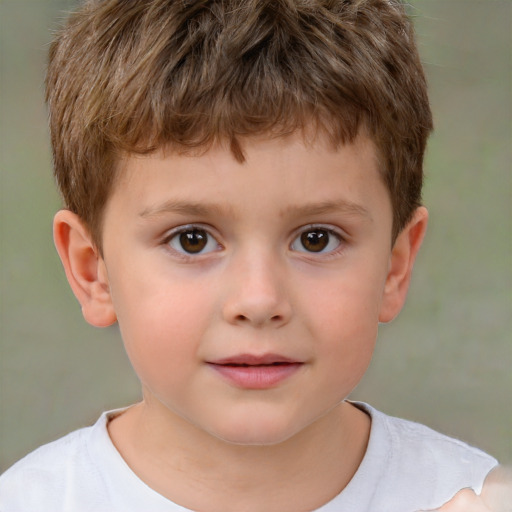 Neutral white child male with short  brown hair and brown eyes