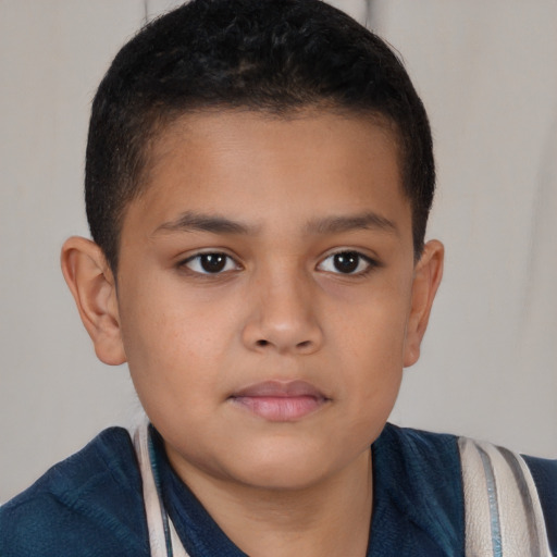 Neutral latino child male with short  brown hair and brown eyes