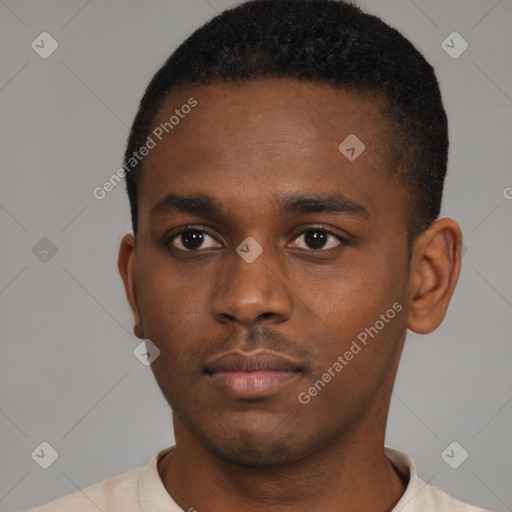 Neutral latino young-adult male with short  brown hair and brown eyes