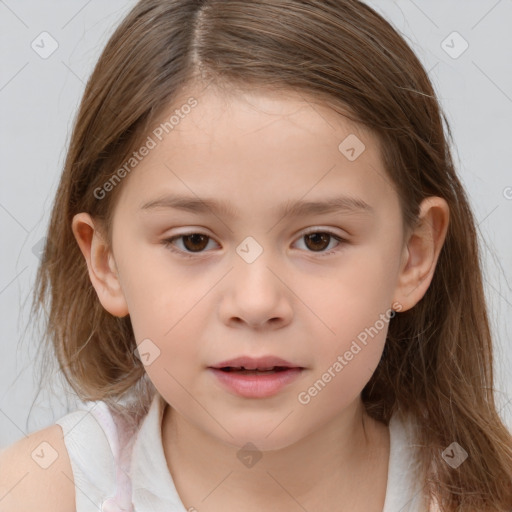 Neutral white child female with medium  brown hair and brown eyes