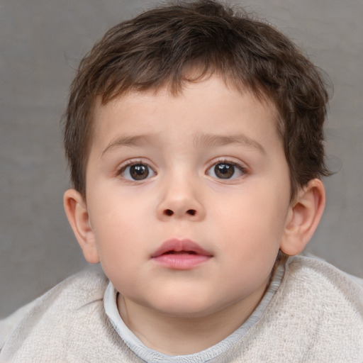 Neutral white child male with short  brown hair and brown eyes