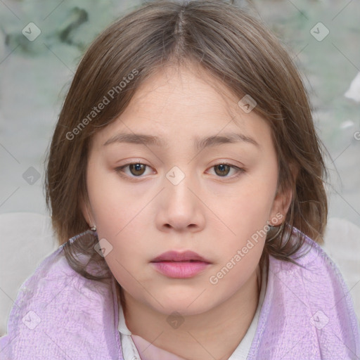 Neutral white child female with medium  brown hair and brown eyes