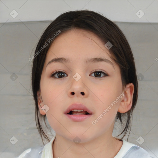 Neutral white child female with medium  brown hair and brown eyes