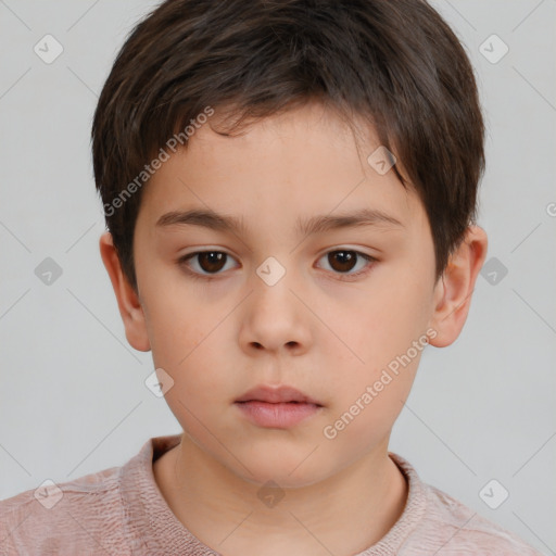 Neutral white child male with short  brown hair and brown eyes