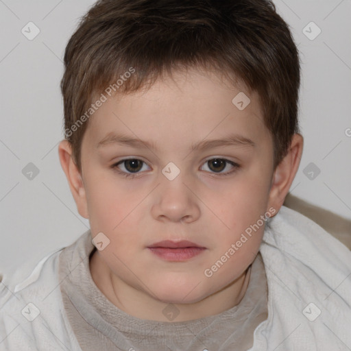 Neutral white child male with short  brown hair and brown eyes