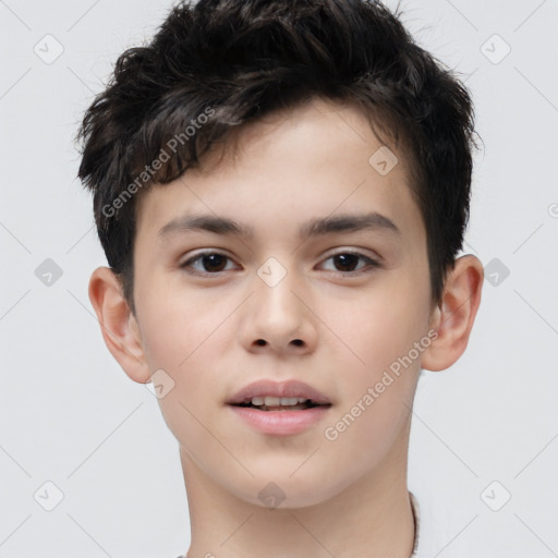 Neutral white child male with short  brown hair and brown eyes