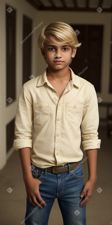 Indian teenager boy with  blonde hair