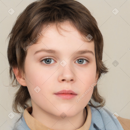 Neutral white child female with medium  brown hair and brown eyes