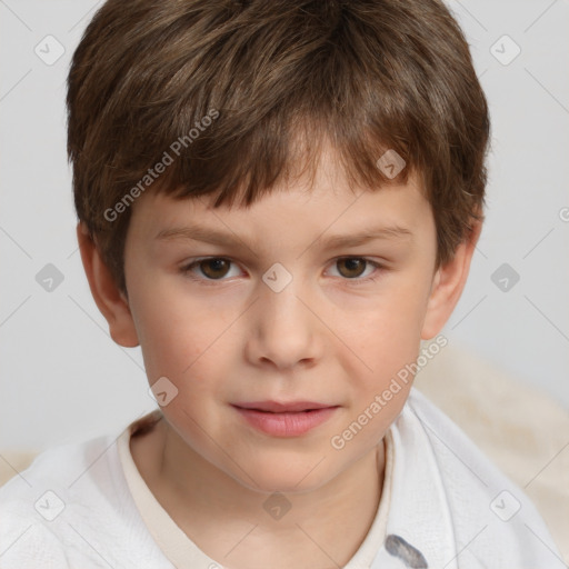 Neutral white child male with short  brown hair and brown eyes