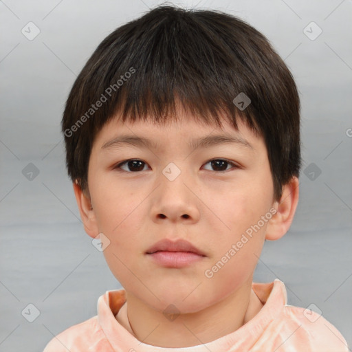 Neutral white child male with short  brown hair and brown eyes