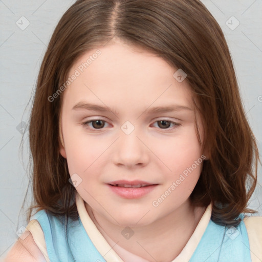 Neutral white child female with medium  brown hair and brown eyes