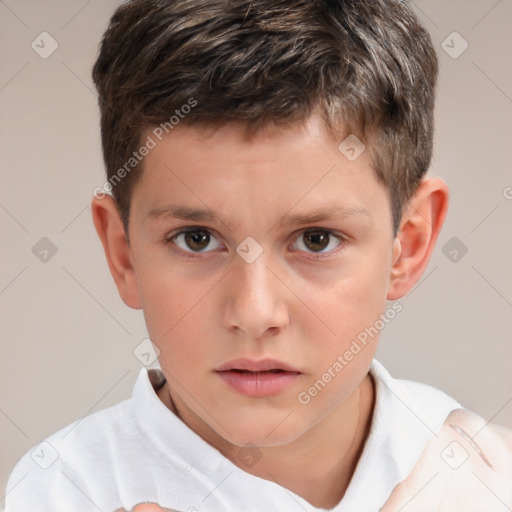 Neutral white child male with short  brown hair and brown eyes