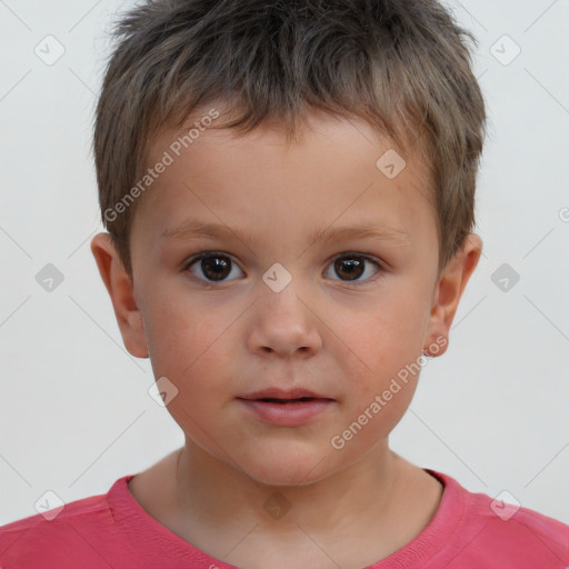 Neutral white child male with short  brown hair and brown eyes