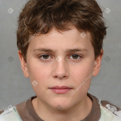 Neutral white child male with short  brown hair and brown eyes