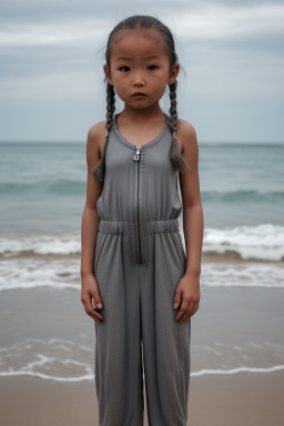 Mongolian child female with  gray hair