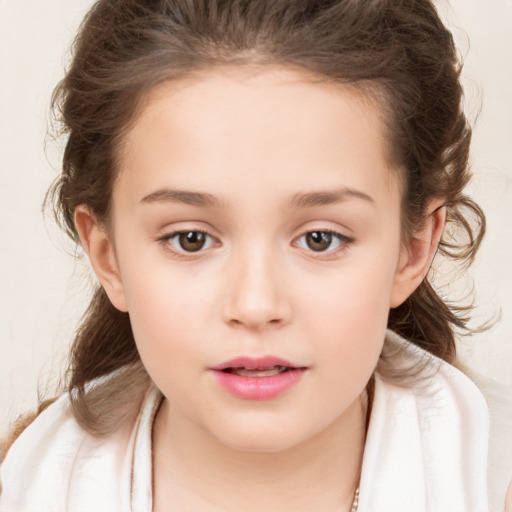 Neutral white child female with medium  brown hair and brown eyes