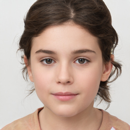 Neutral white child female with medium  brown hair and brown eyes