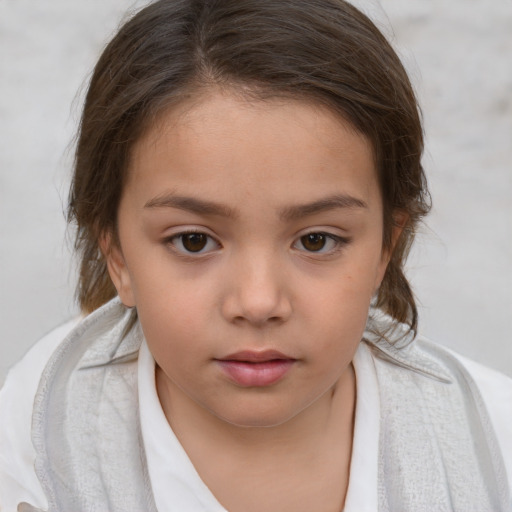 Neutral white child female with medium  brown hair and brown eyes