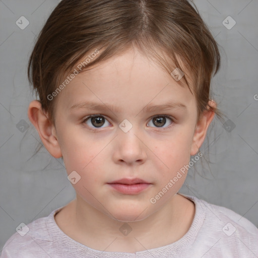 Neutral white child female with medium  brown hair and brown eyes