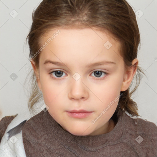 Neutral white child female with medium  brown hair and brown eyes