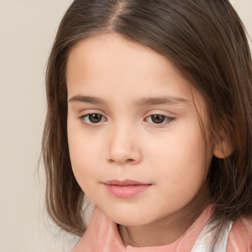 Neutral white child female with medium  brown hair and brown eyes