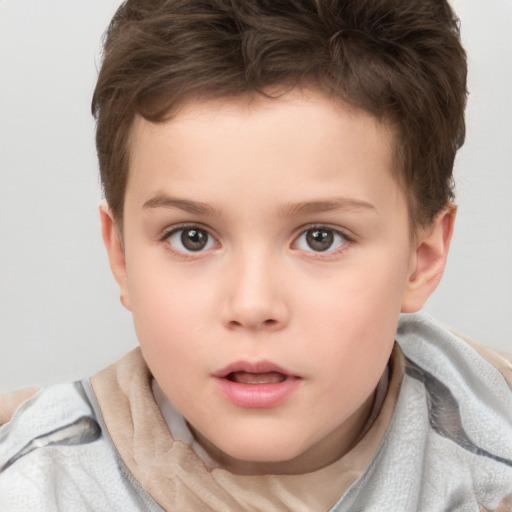 Neutral white child male with short  brown hair and brown eyes