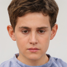 Neutral white child male with short  brown hair and brown eyes