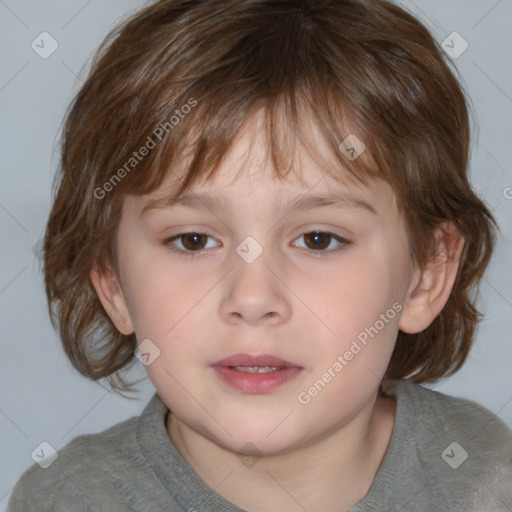 Neutral white child female with medium  brown hair and brown eyes