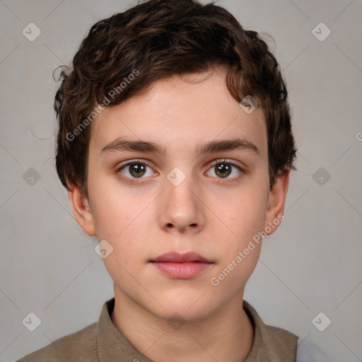 Neutral white child male with short  brown hair and brown eyes