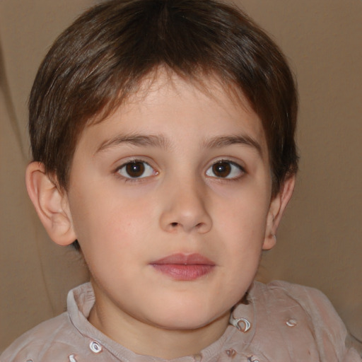 Neutral white child male with short  brown hair and brown eyes