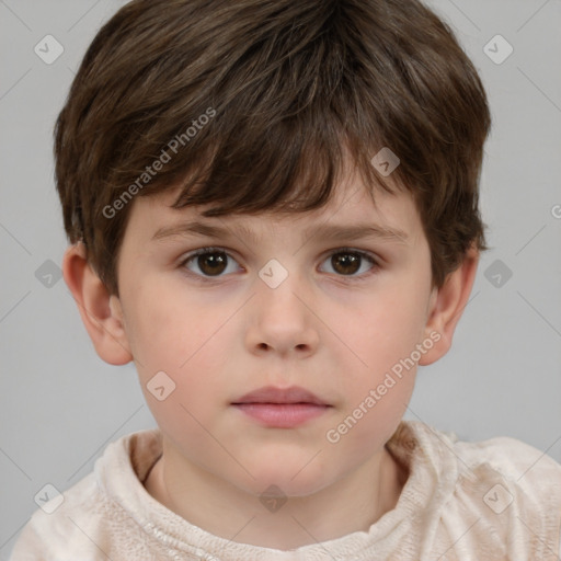 Neutral white child female with short  brown hair and brown eyes