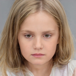 Neutral white child female with medium  brown hair and brown eyes