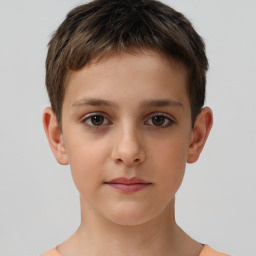 Neutral white child male with short  brown hair and brown eyes