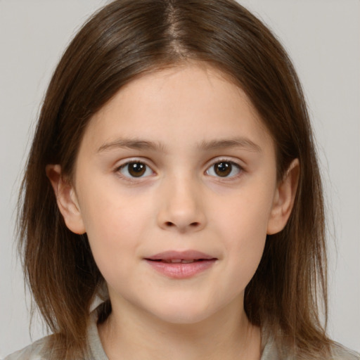 Neutral white child female with medium  brown hair and brown eyes