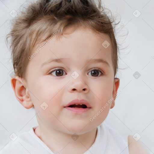 Neutral white child male with short  brown hair and brown eyes